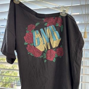 Guns and Roses band Off the Shoulder Anthropologie Pilcro Black T-Shirt